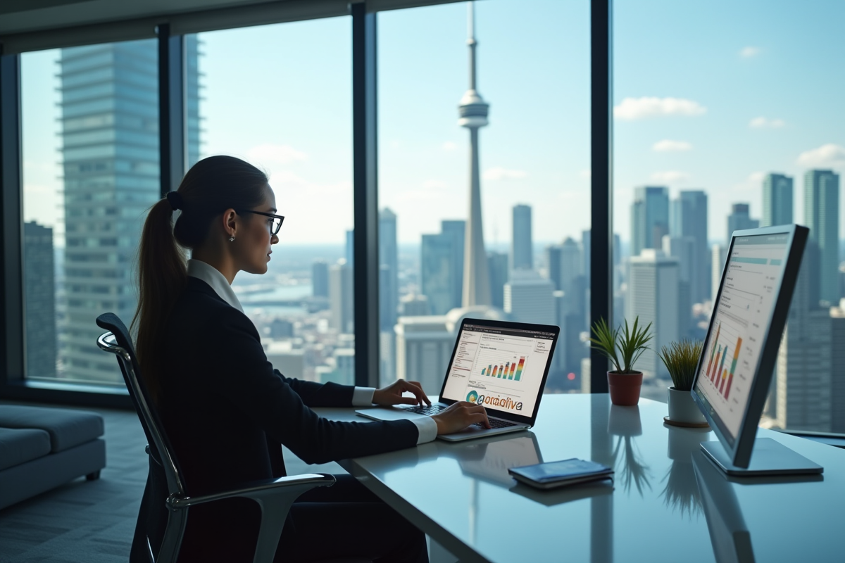 Chercheur analysant des statistiques salariales à Toronto