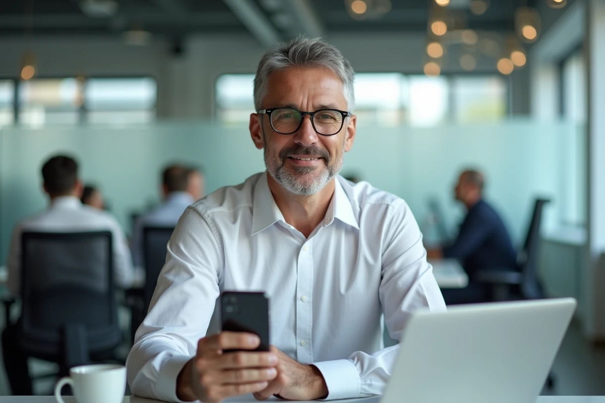Homme professionnel utilisant l'authentification à deux facteurs pour protéger ses données personnelles sur un compte numérique