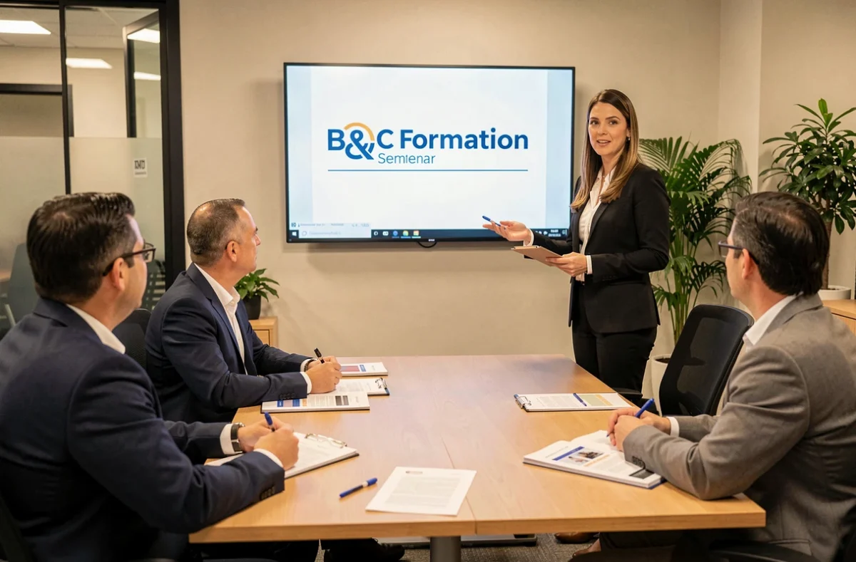 Formatrice de B & C Formation animant une session de formation professionnelle pour adultes
