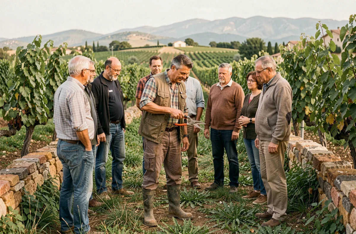 Formateur agricole du CFPPA de Saint-Rémy-de-Provence encadrant des élèves dans un verger provençal