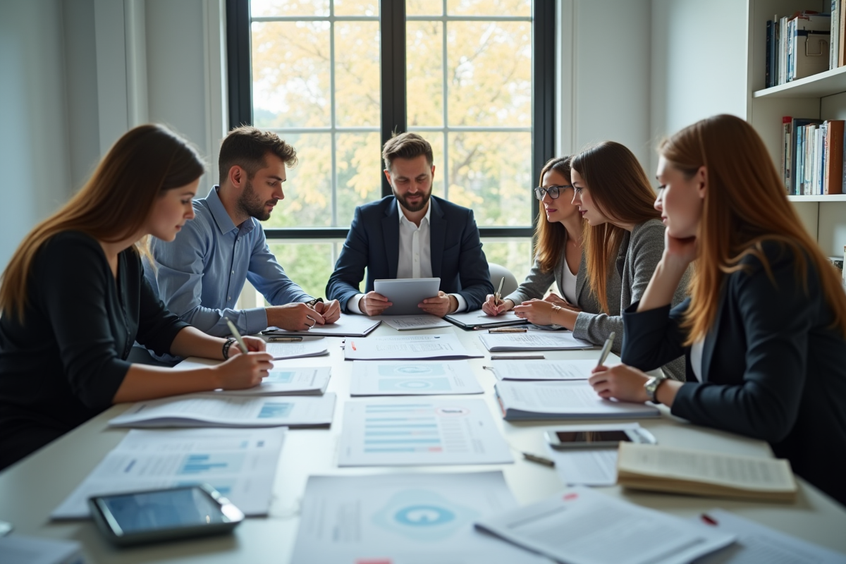 Groupe de collègues collaborant autour d