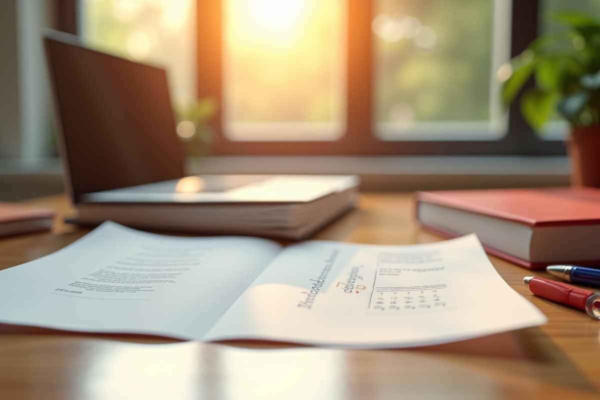 Diplome sur un bureau en bois avec livres et stylo