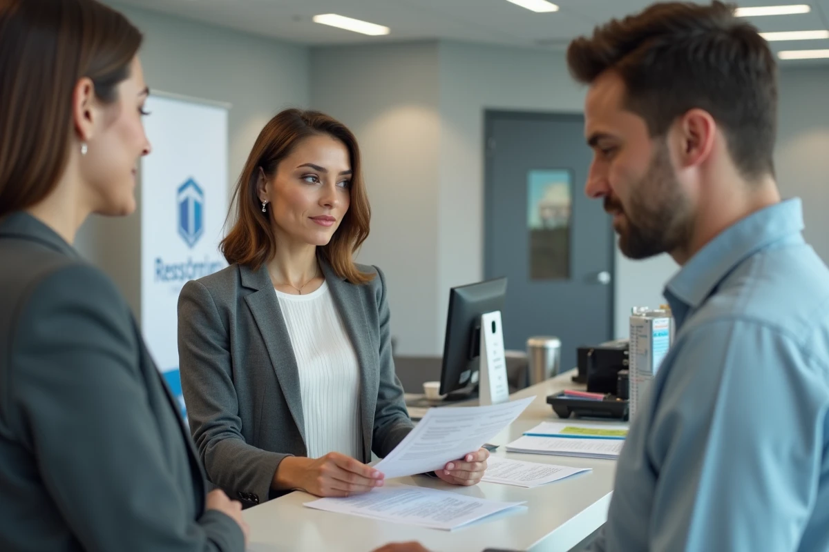 Femme discutant des prix de certification avec un conseiller dans un centre de formation