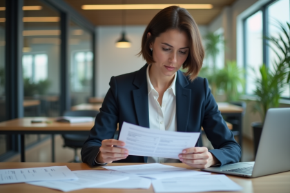 Femme professionnelle en réunion dans un bureau moderne