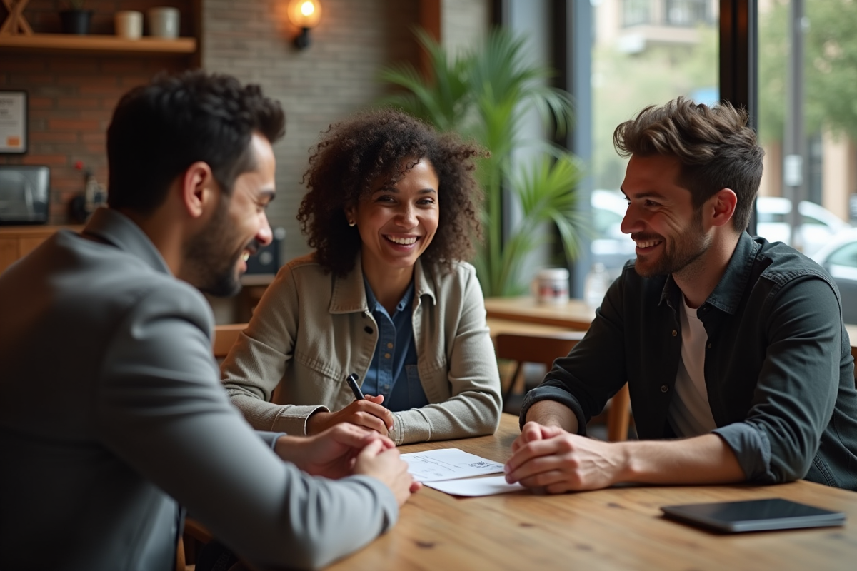 Groupe multiculturel discute autour d