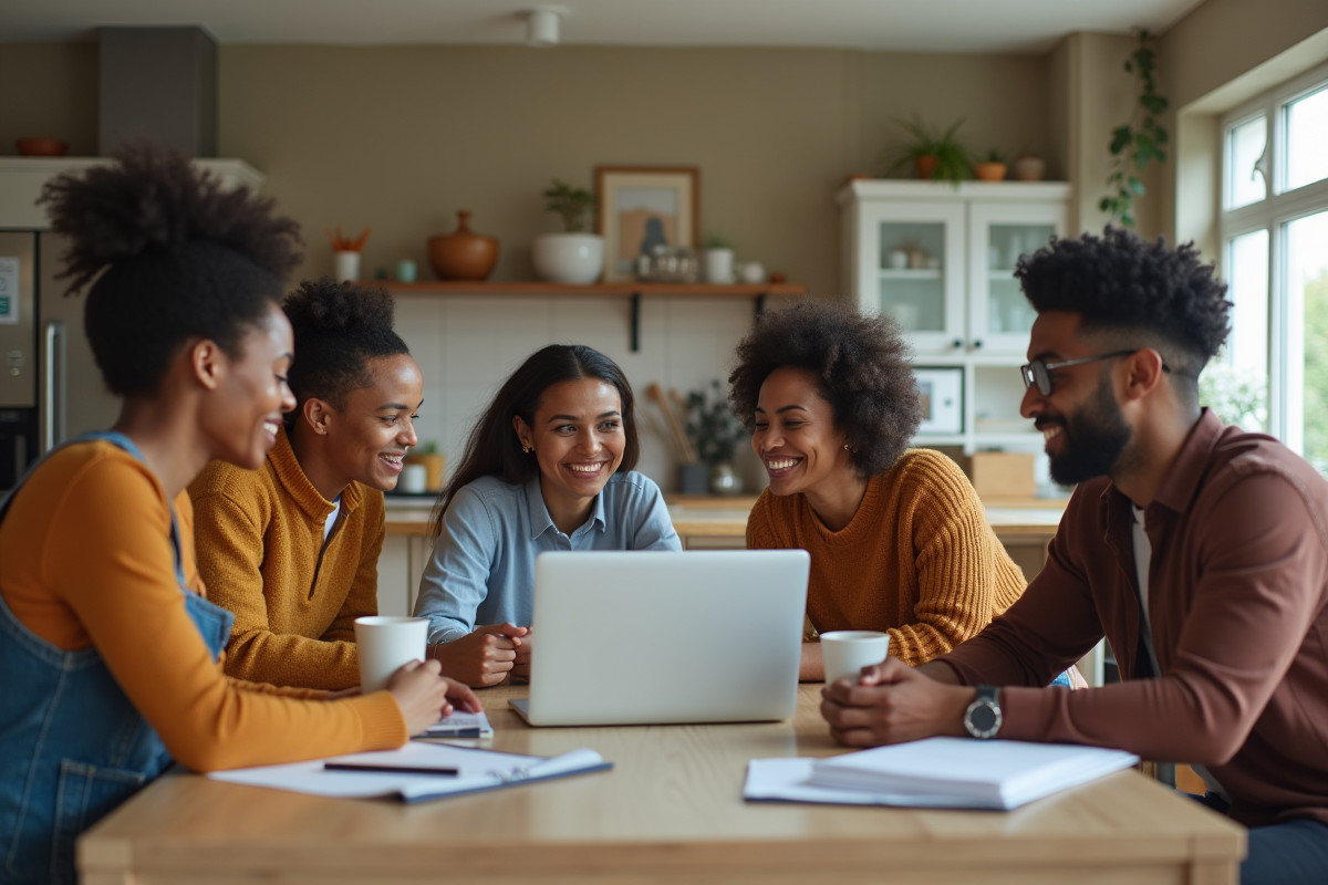 Groupe diversifié en formation bancaire à la maison autour d