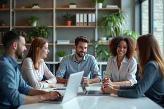 Groupe de professionnels en réunion de bureau