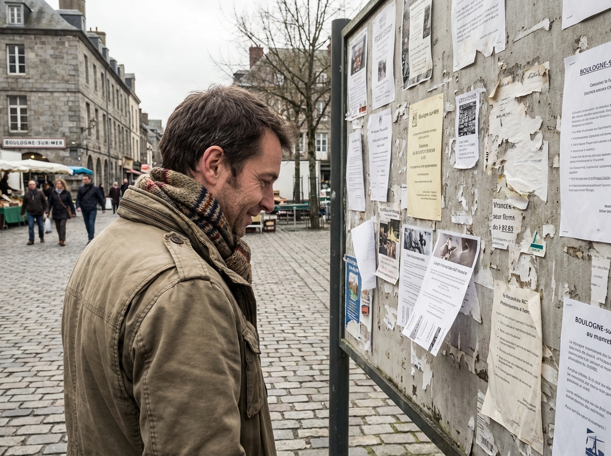 Homme en veste khaki cherchant une offre d emploi en ville