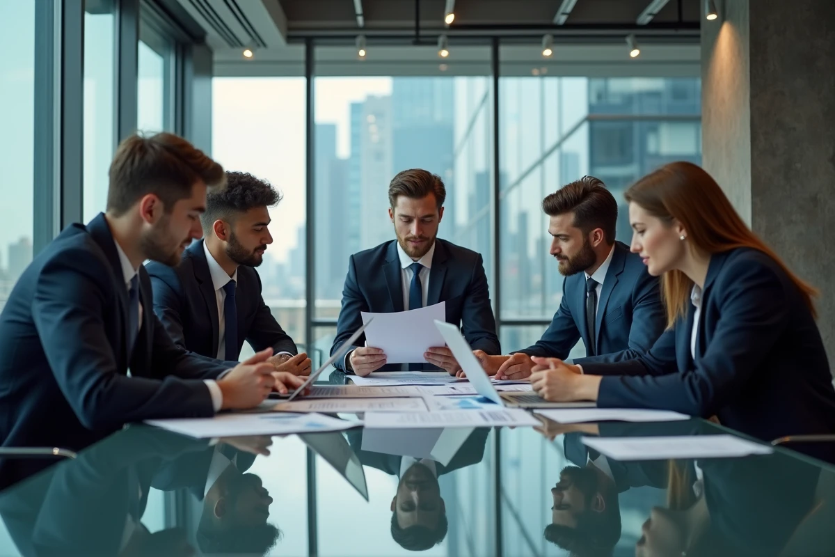 Groupe de jeunes professionnels en finance en réunion