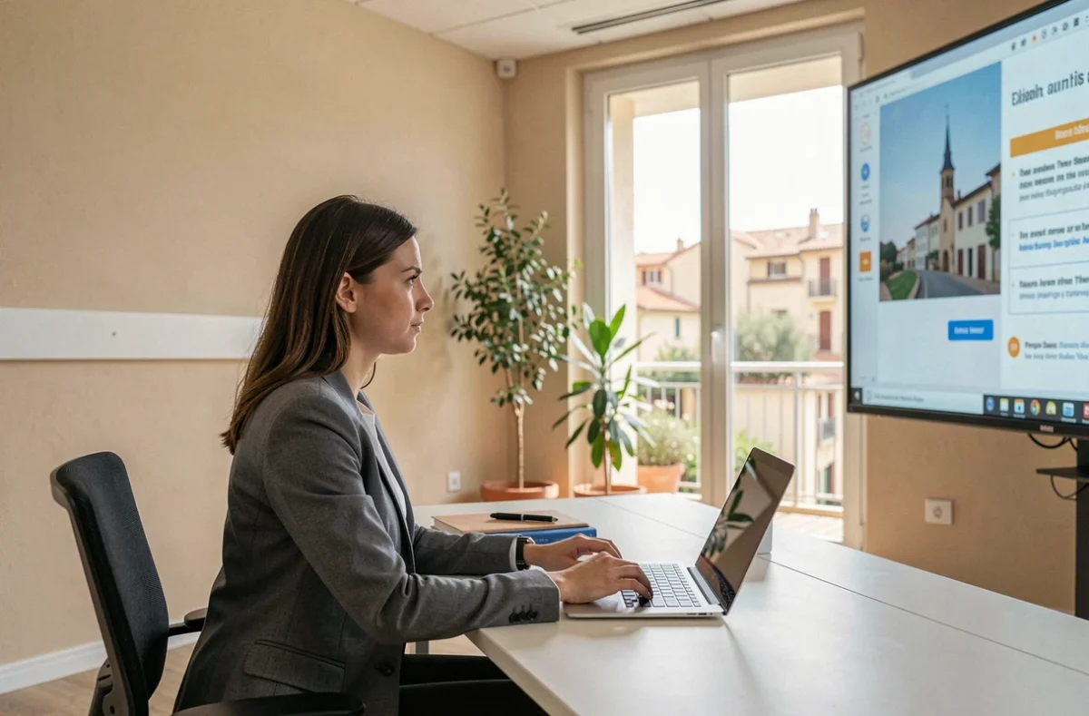 Apprenante adulte suivant une formation professionnelle dans les locaux de Provence Formation