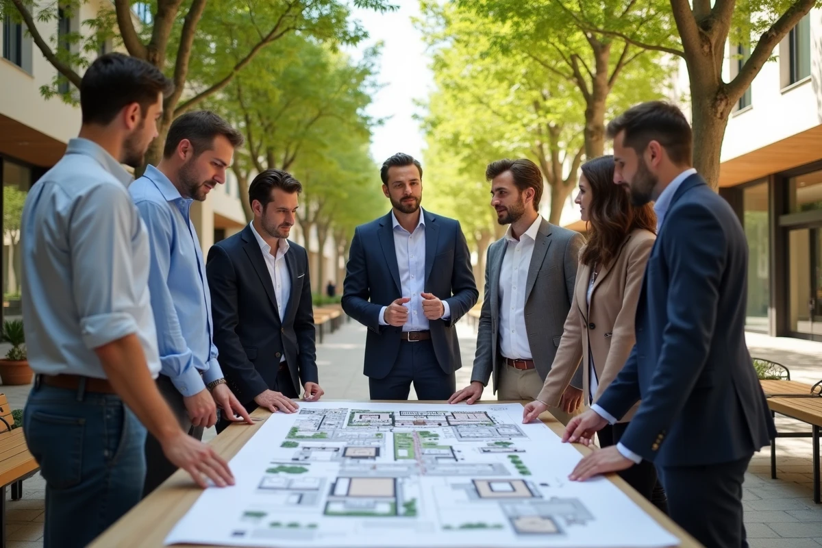 Groupe de personnes discutant plan urbain à Aix en Provence